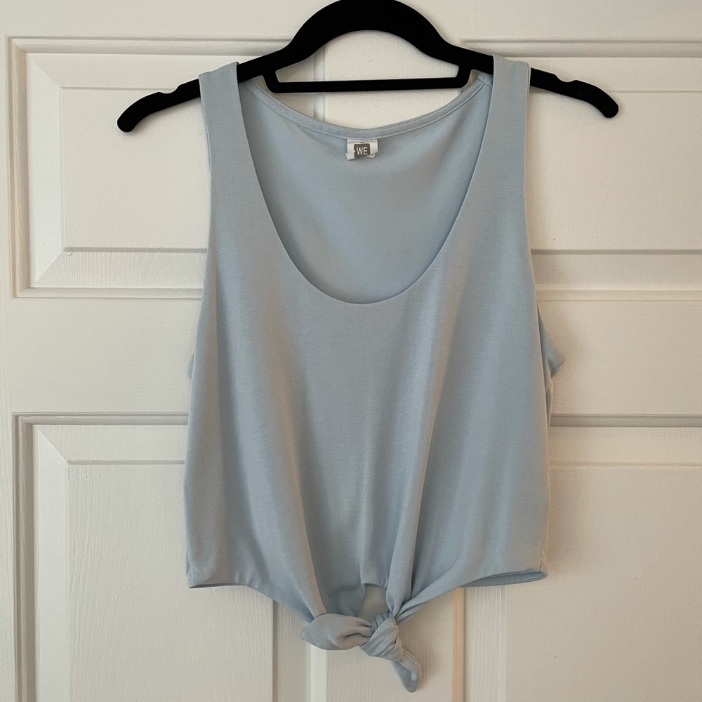Size XS Light Blue Tie Front Tank Top